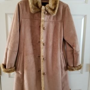 Womens Utex Faux Suede Fur Coat